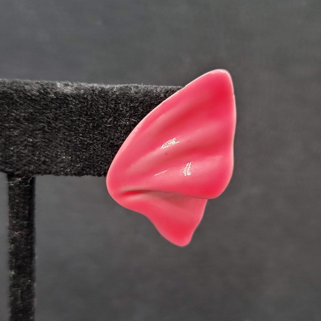 Vintage Pierced Earrings Hot Pink Enamel Statement Drop 1.25"