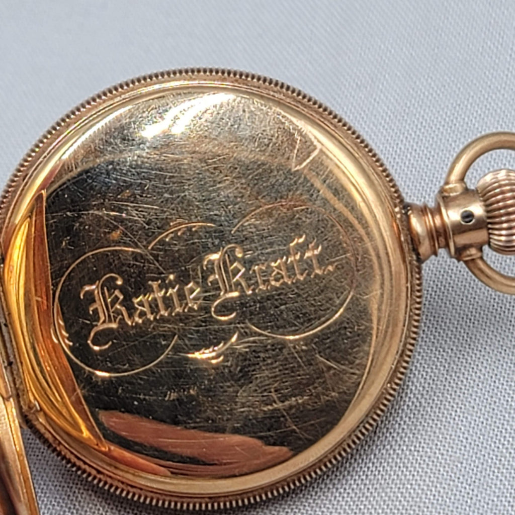 14k Yellow Gold Waltham 9 Jewel Hunter Case Pocket Watch Size 6