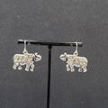 Pierced Earrings Silver tone Rhinestone Studded Dangle 3/4"
