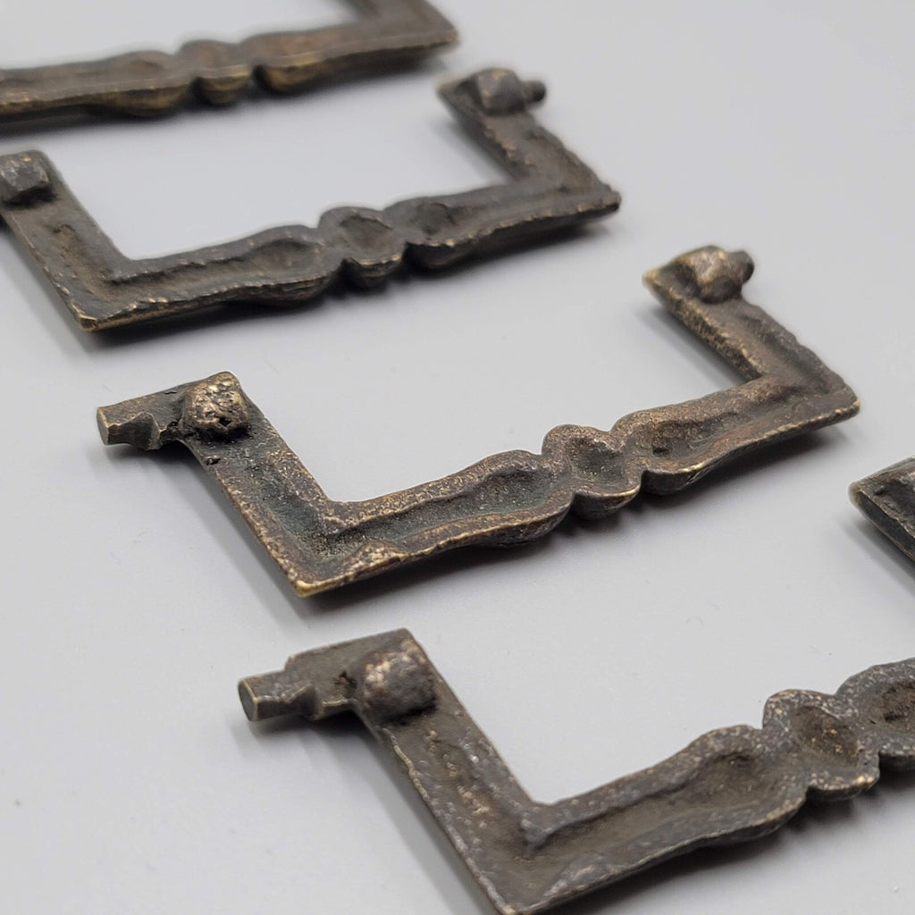 Vtg Leaf Brass Bail Drop Drawer Pull Hardware Set of 4 Reclaimed Part 3"