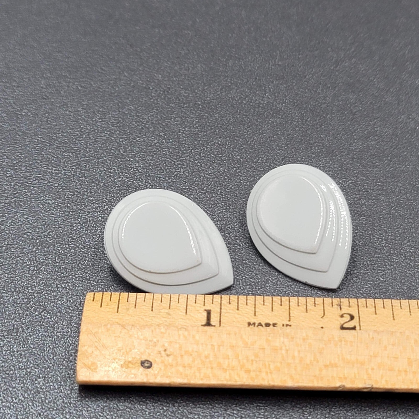 1980s Vintage Pierced Earrings Gray Enamel Geometric Drop Studs 1"