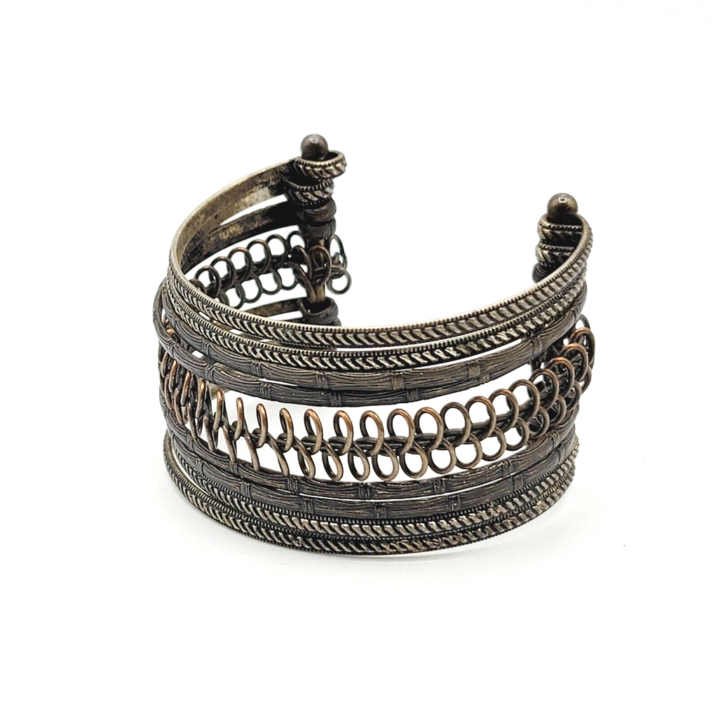Metal Wire Cuff Bracelet Bronze tone Boho Ethnic