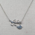 Bird and Branch Necklace Silver tone 18"