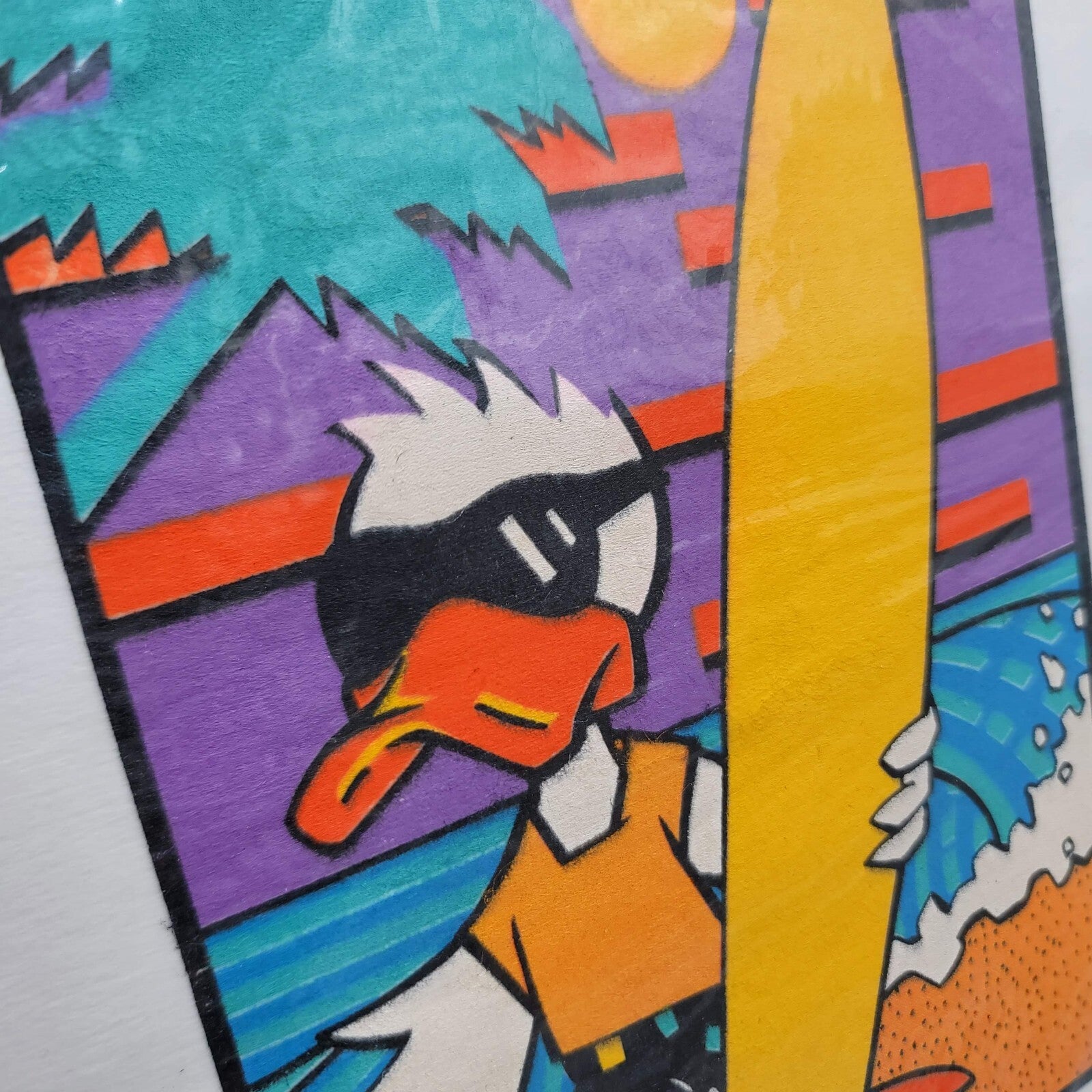 Vintage Cartoon Duck Beach Iron On Transfer Lot of 2 Surfboard Sun 1980s