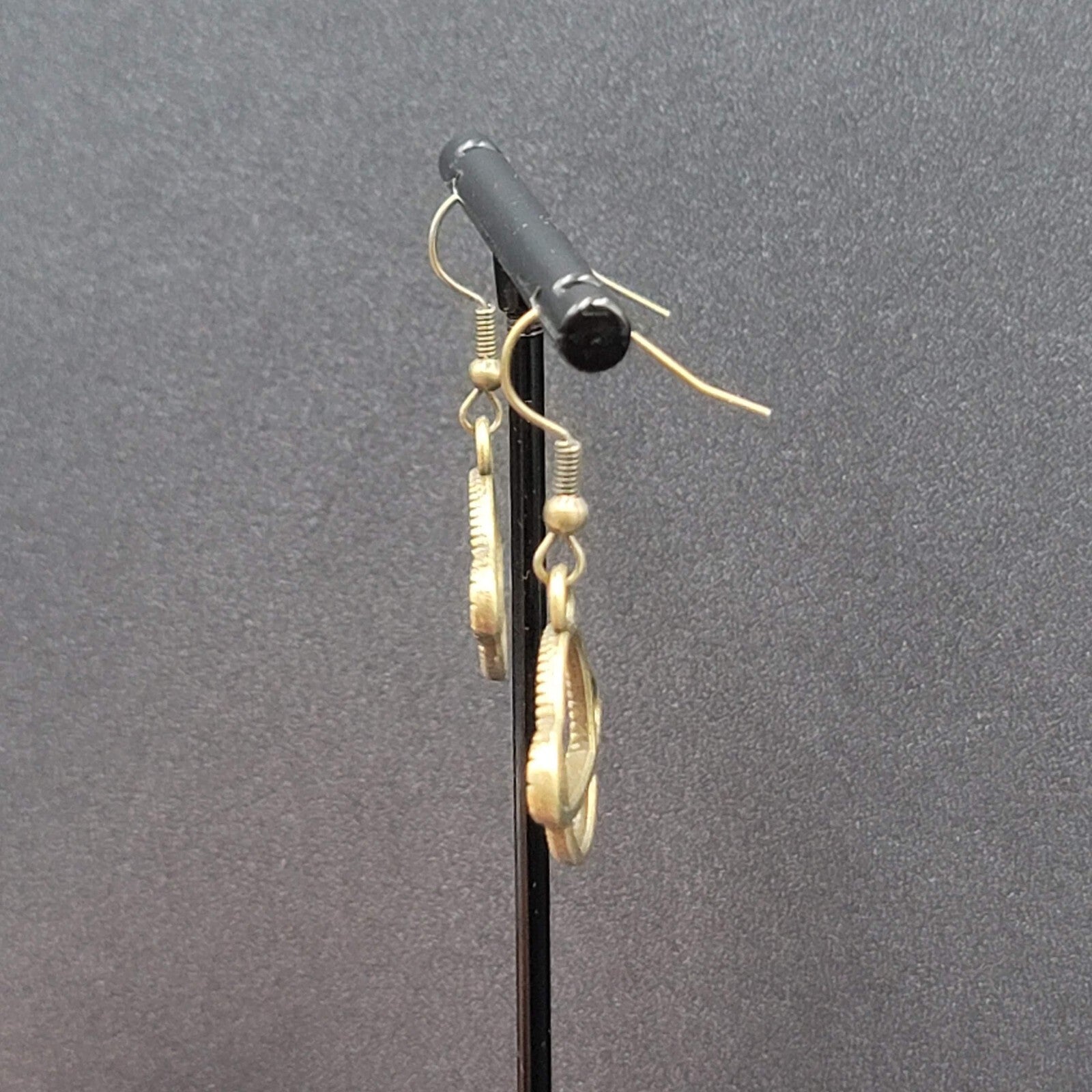 New Saturn Planet Pierced Earrings Bronze tone Dangle 3/4"