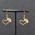 Nurse Heart Pierced Earrings Red White Enamel Gold tone Dangle 3/4"