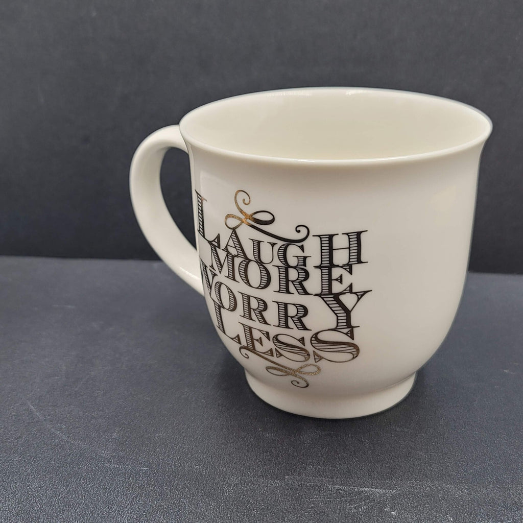 Sheffield Home Ceramic Coffee Mug Yea Cup LAUGH MORE WORRY LESS