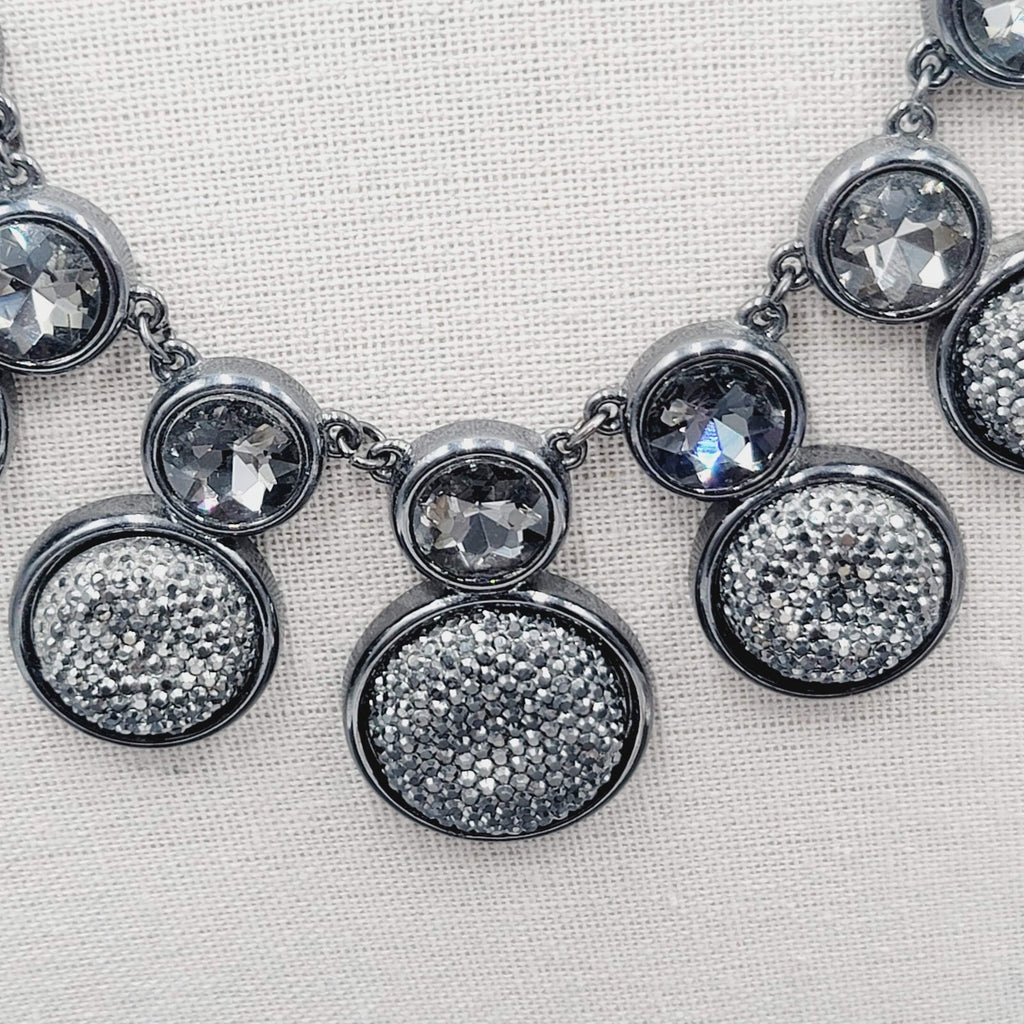 Dana Buchman Necklace Black Metal Rhinestone Statement Runway 18"-20"