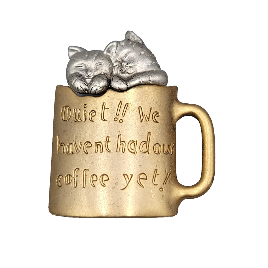 Vintage Danecraft Kitty Cat Coffee Mug Brooch 1.75"
