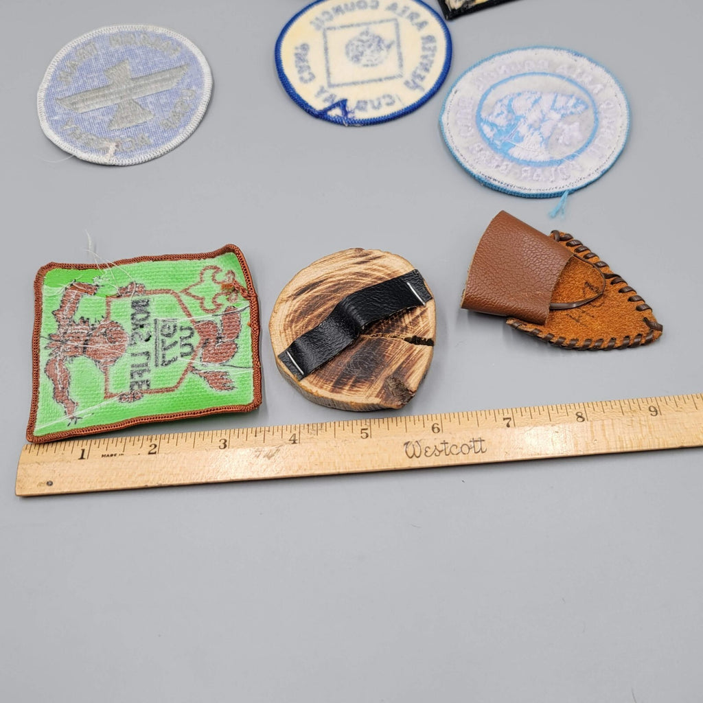 Vintage 1970s Boy Scouts Lot Patches Handmade Bolos Tie Slide