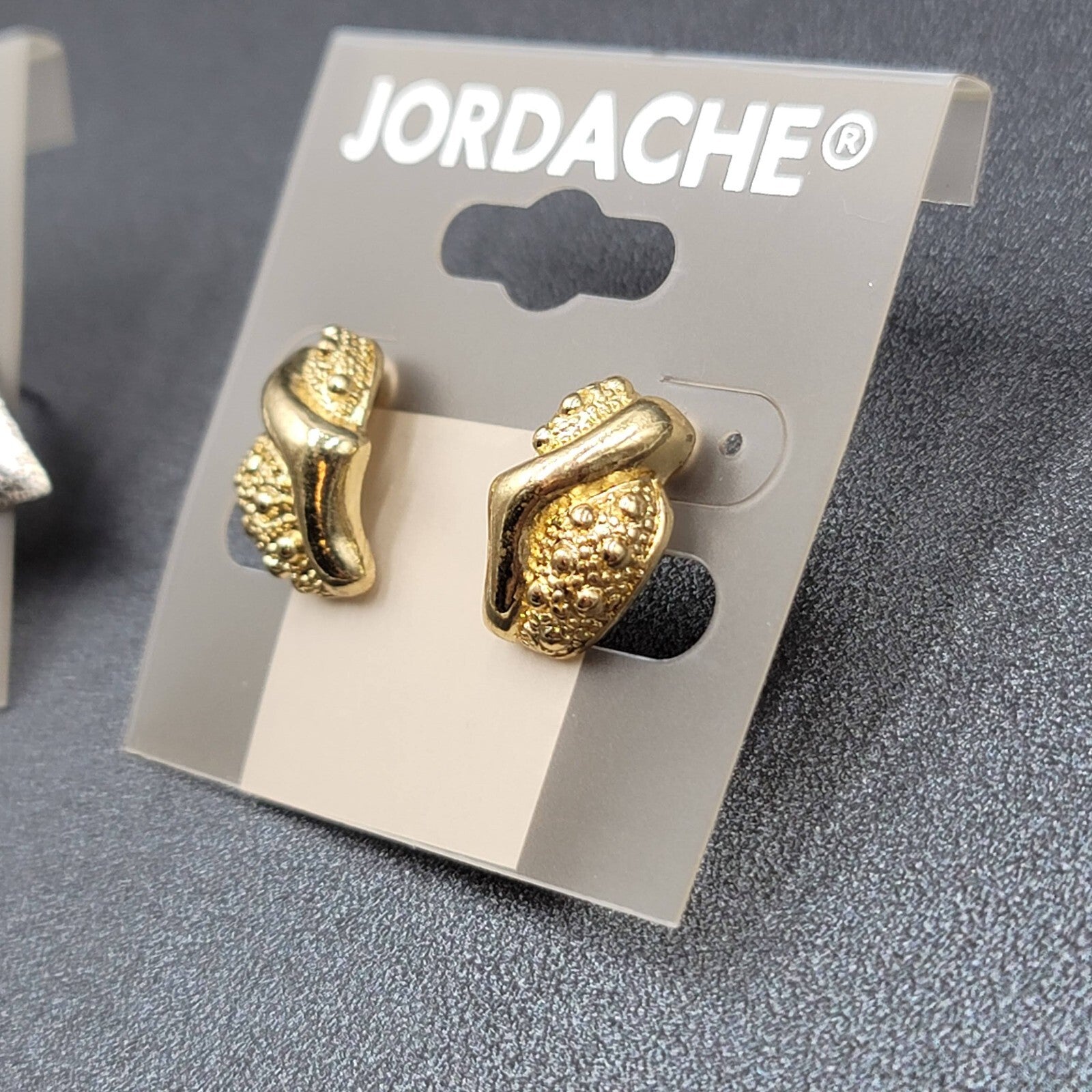 Vintage Jordache Pierced Earrings Lot of 2 Silver tone Gold tone Drop NOS w Tags