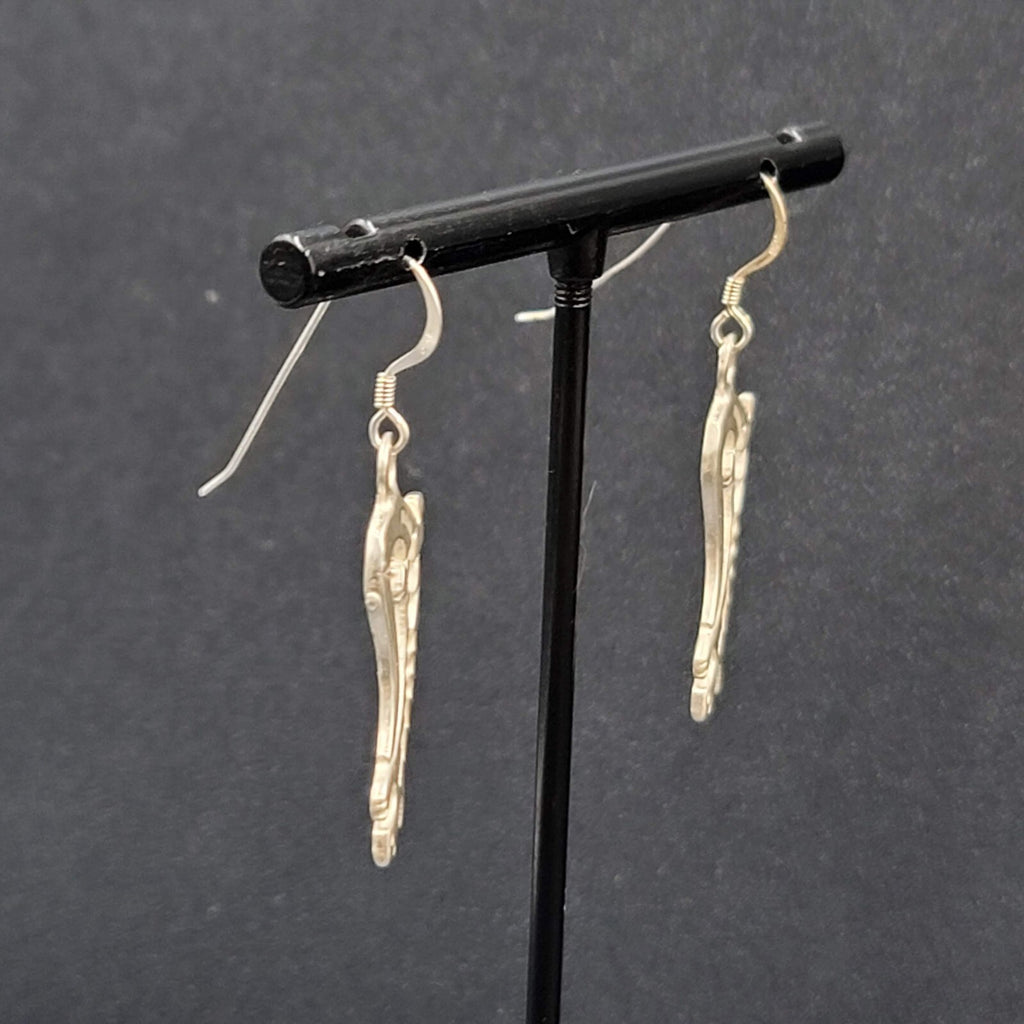 Lizard Sterling Silver Pierced Earrings 925 Southwest Style 1 1/8" 