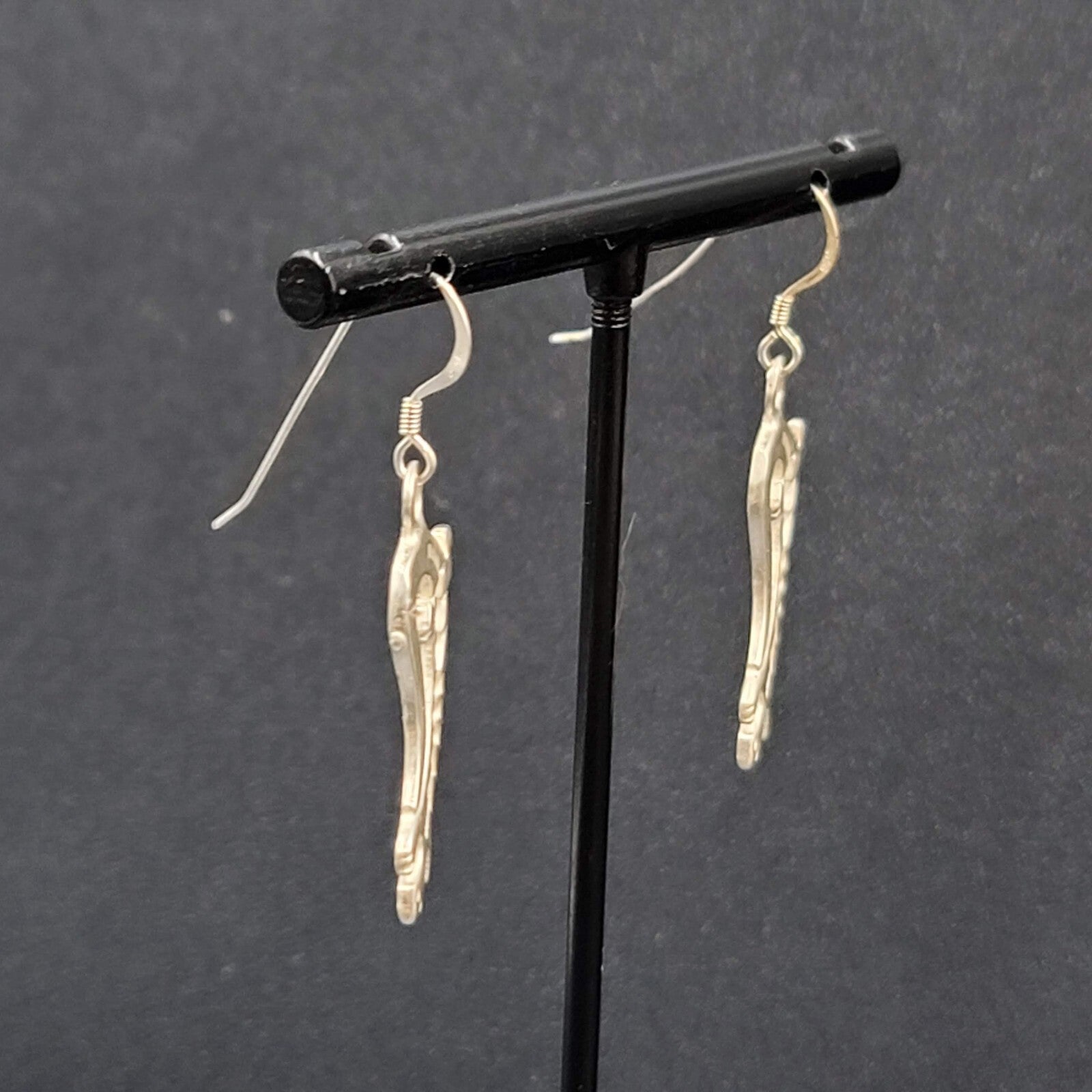 Lizard Sterling Silver Pierced Earrings 925 Southwest Style 1 1/8" 