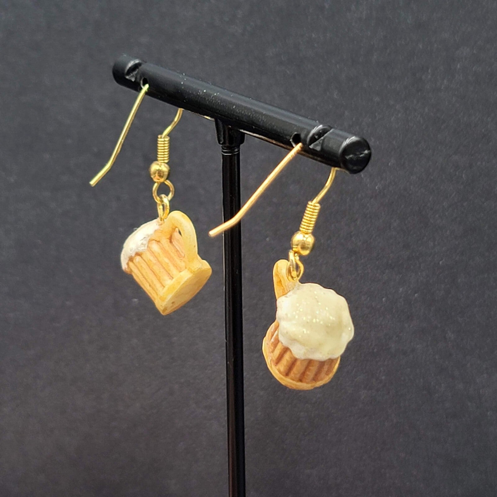 Root Beer Pierced Earrings Foamy Mug Dangle 1/2"