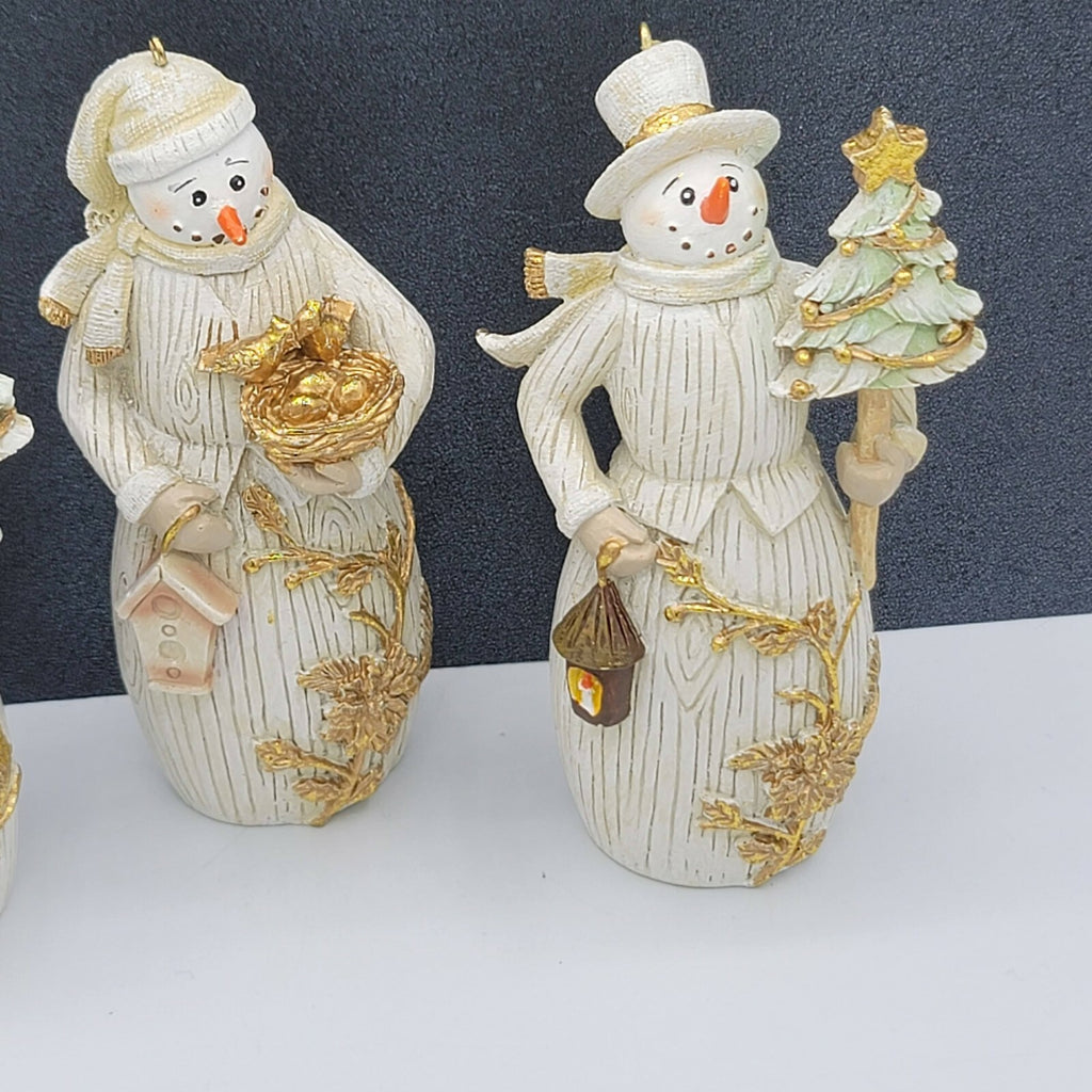 Resin Beach Snowman Christmas Ornaments Lot of 3 Birds Tree Lantern 4.5 in