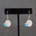 Vintage Pierced Earrings Igloo Polar Bear Dangle Enamel Silver tone Dangle 7/8"
