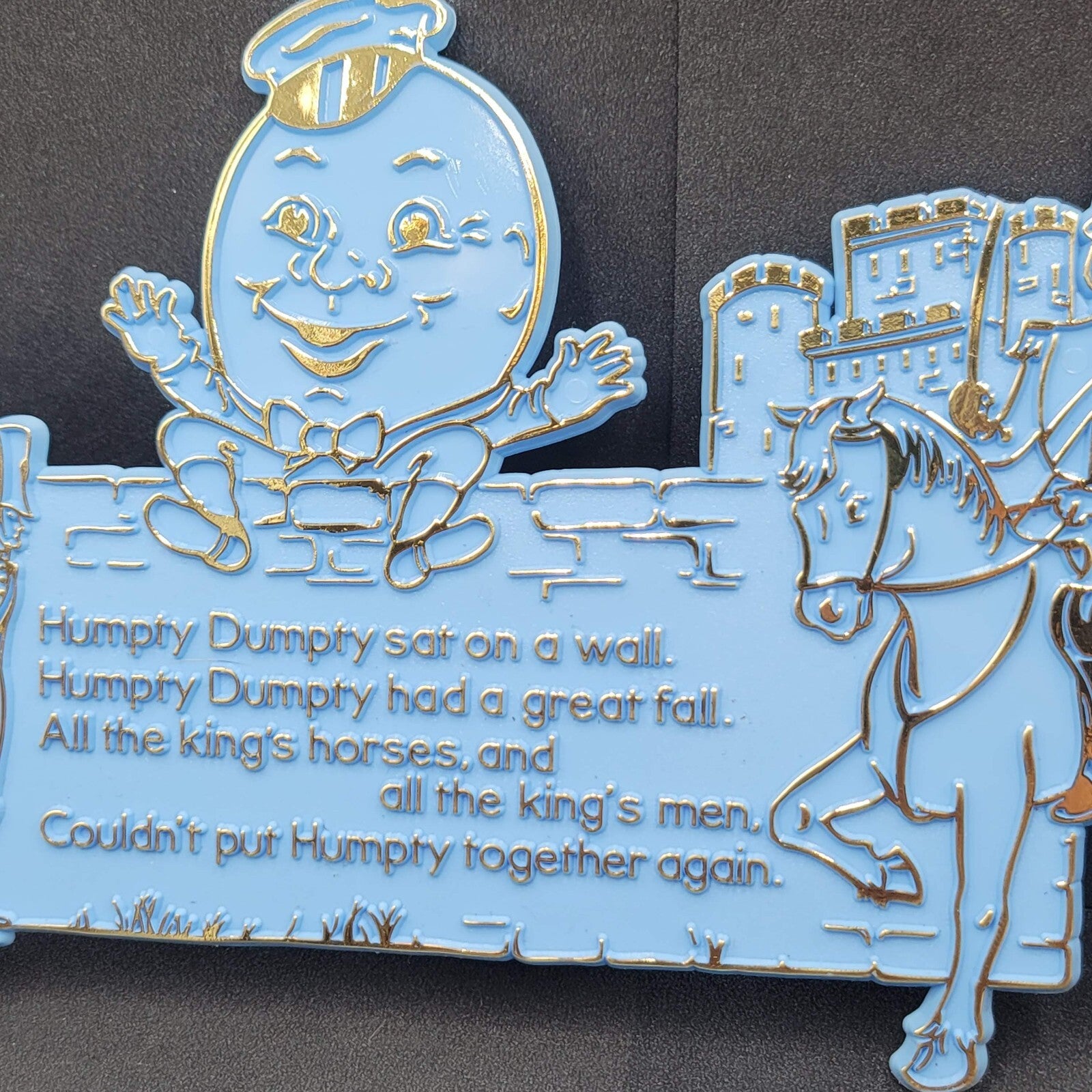 1969 Invicta Plastics Blue Humpty Dumpty Jack and Jill Nursery Rhyme Plaque New
