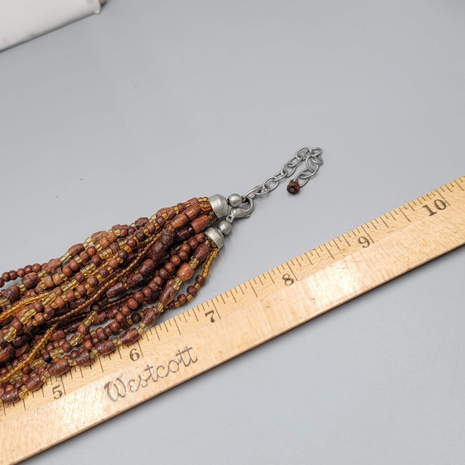 Multistrand Brown Wood Bead Twist Necklace 16"-18"