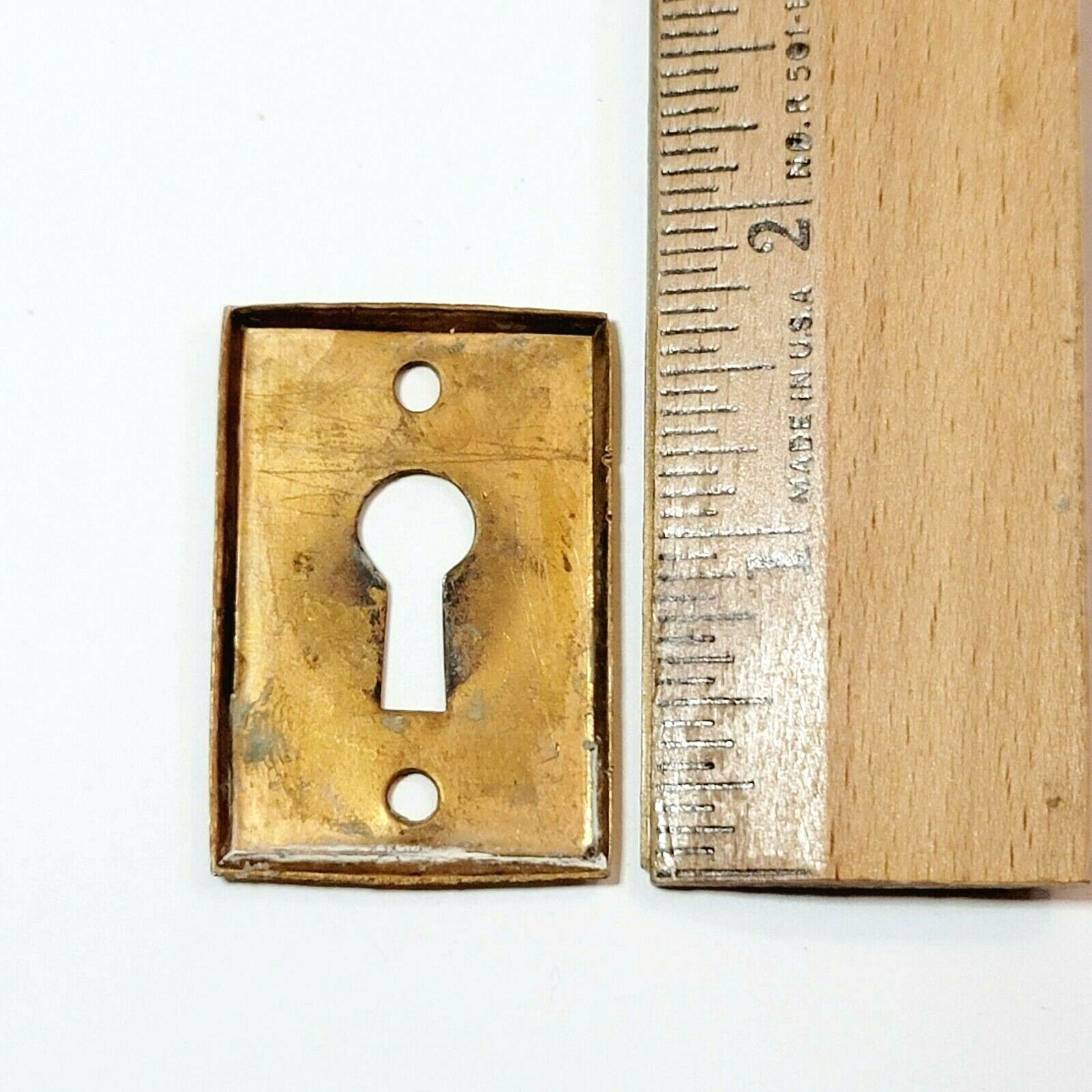 Vintage Ornate Brass Skeleton Keyhole Escutcheon Salvage Hardware 1 3/4"
