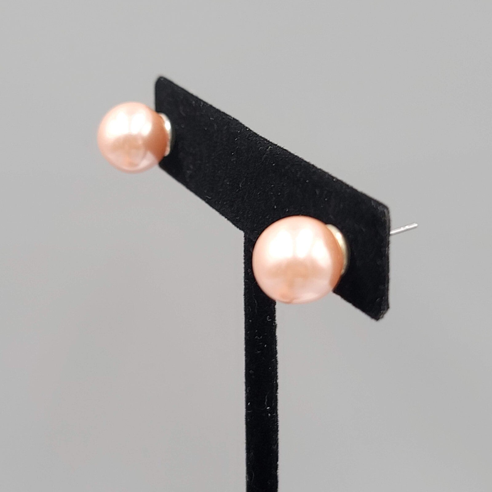 Pink Satin Round Studs Pierced Earrings 3/8"