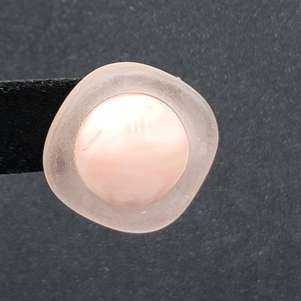 Vintage Clip on Earrings Pink Acrylic Square Dome Drop 1"