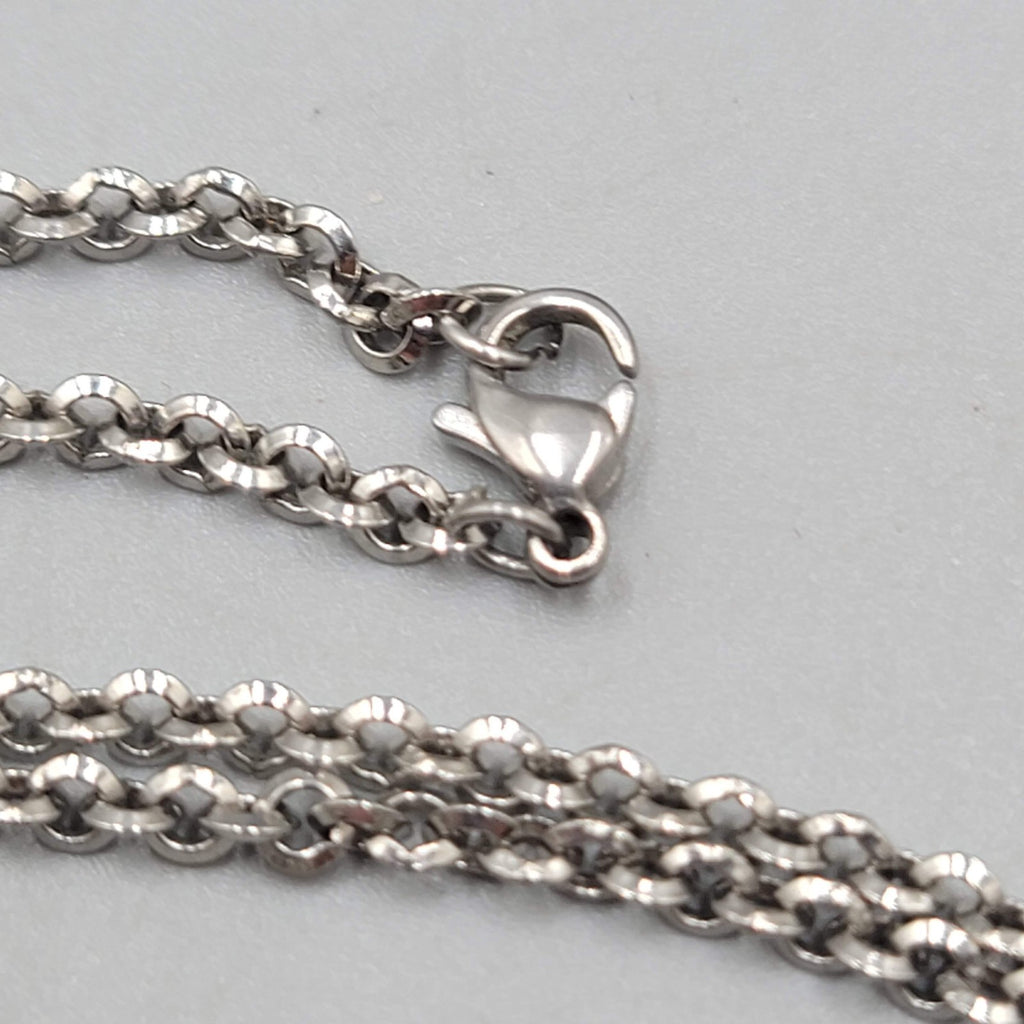 Mens Eagle Pendant Necklace Silver tone Rolo Chain 24 in