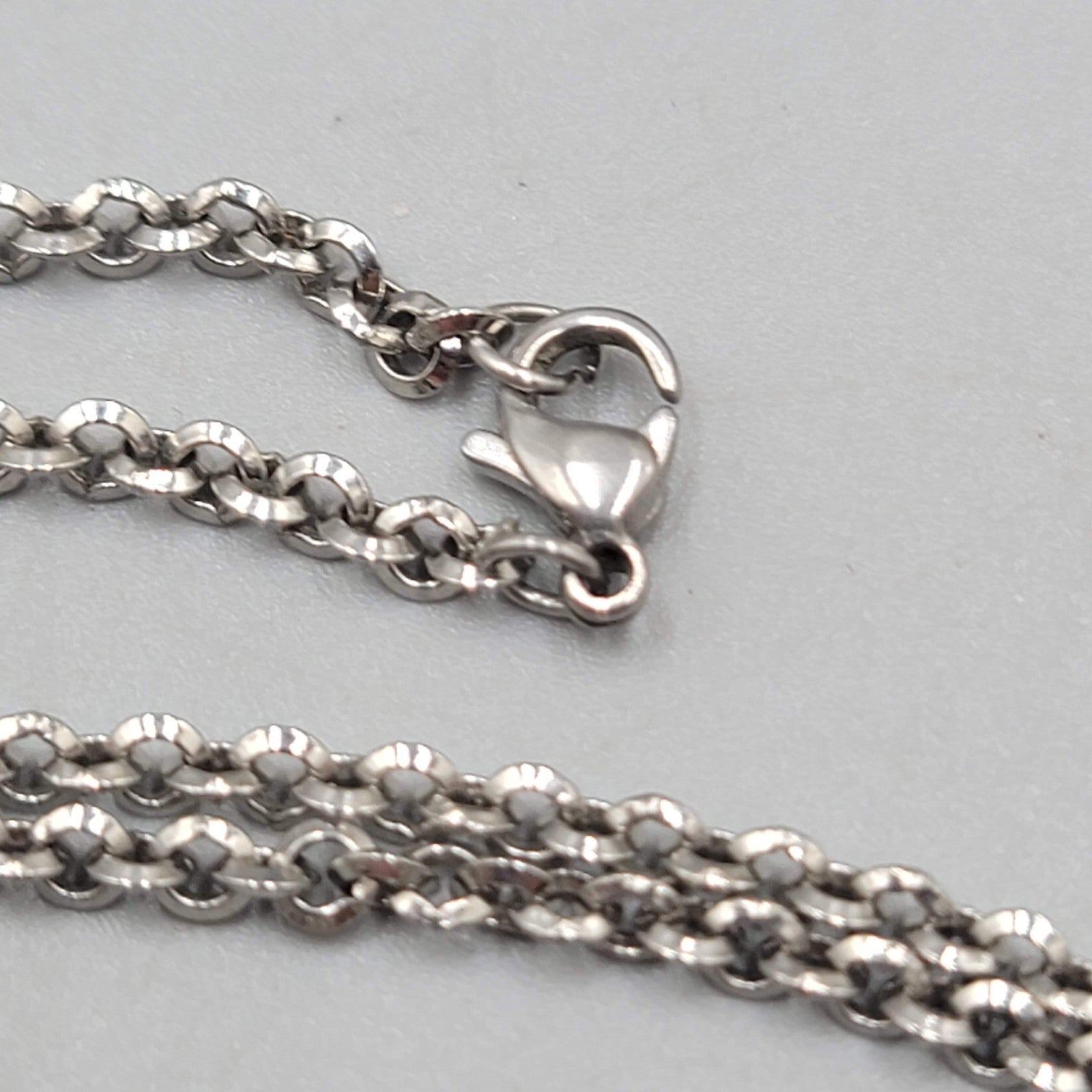 Mens Eagle Pendant Necklace Silver tone Rolo Chain 24 in