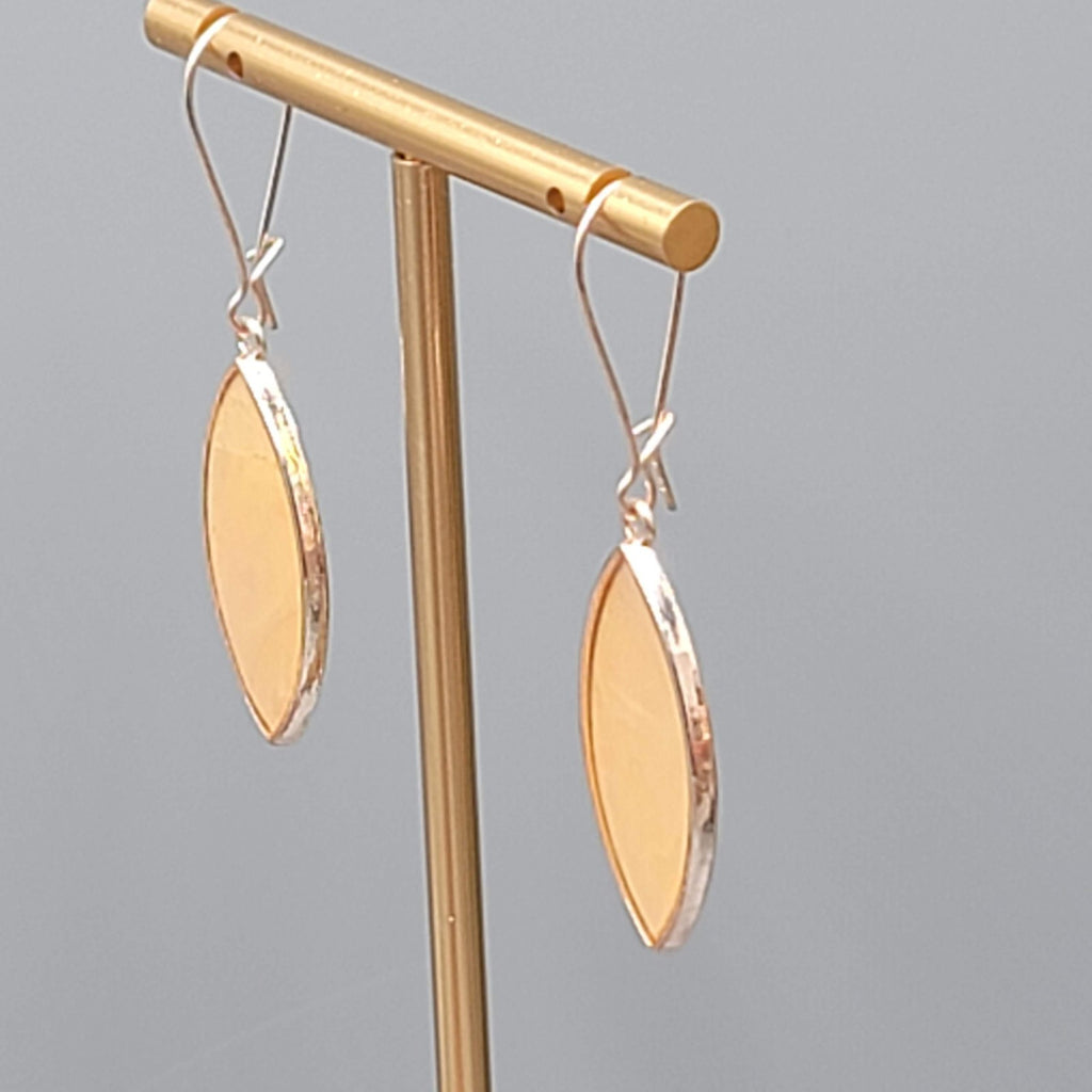 Multicolor Iridescent Pierced Earrings Gold tone Dangle 1.5"