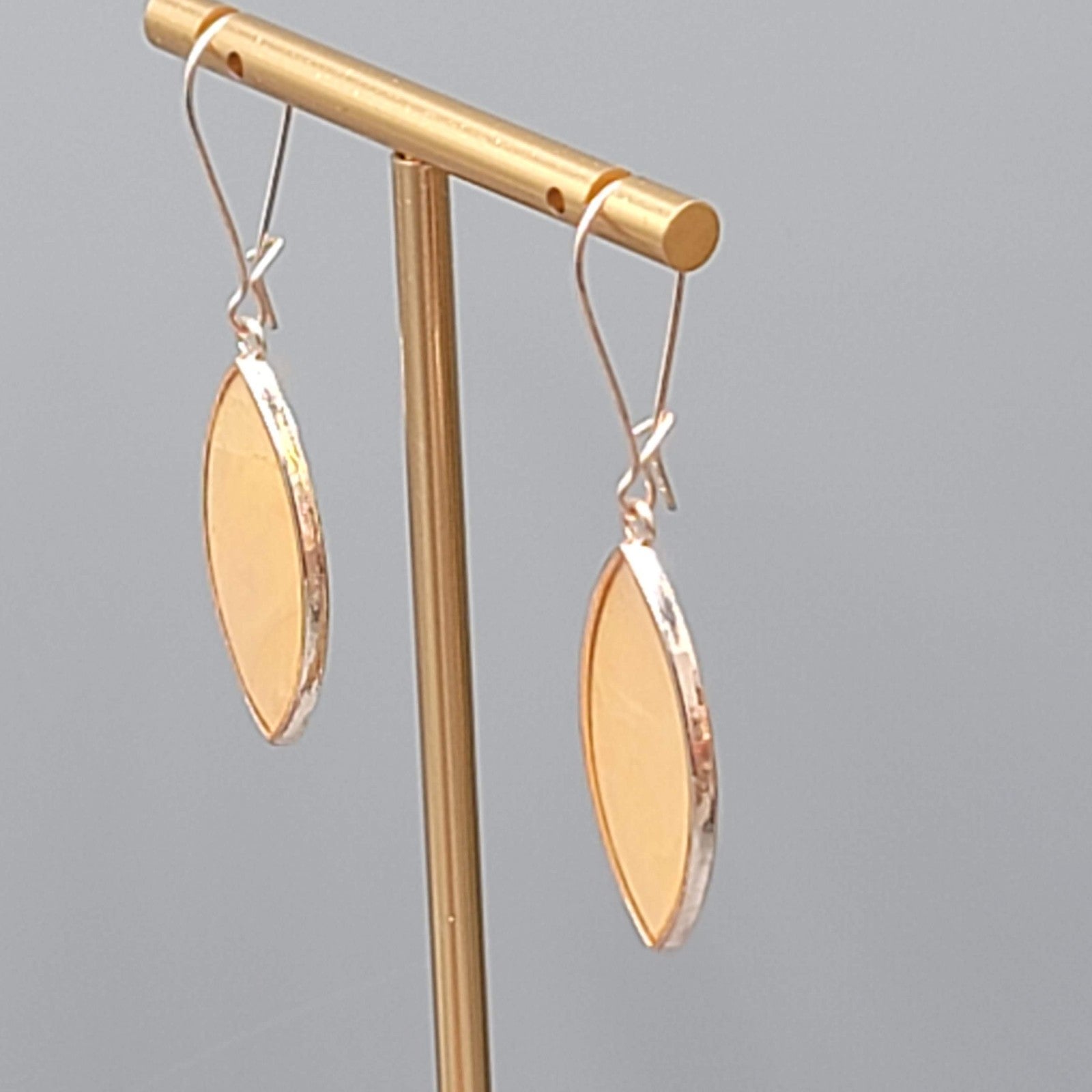 Multicolor Iridescent Pierced Earrings Gold tone Dangle 1.5"