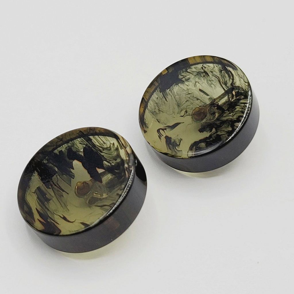 Vintage Clip on Earrings Large Lucite Resin Circle 1 1/8" Mid Mod Statement