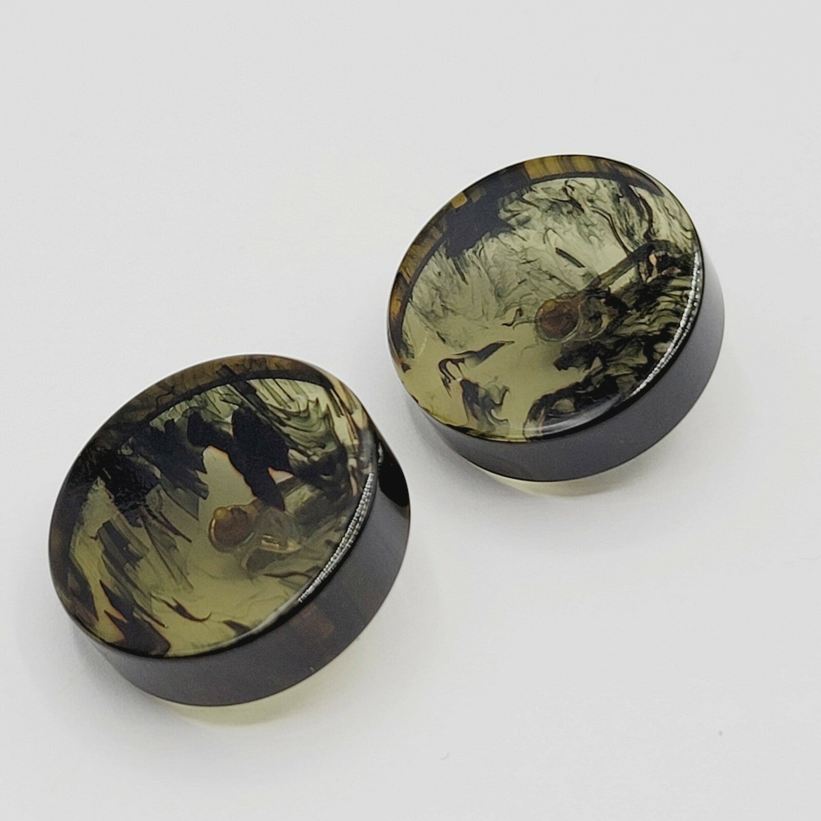 Vintage Clip on Earrings Large Lucite Resin Circle 1 1/8" Mid Mod Statement