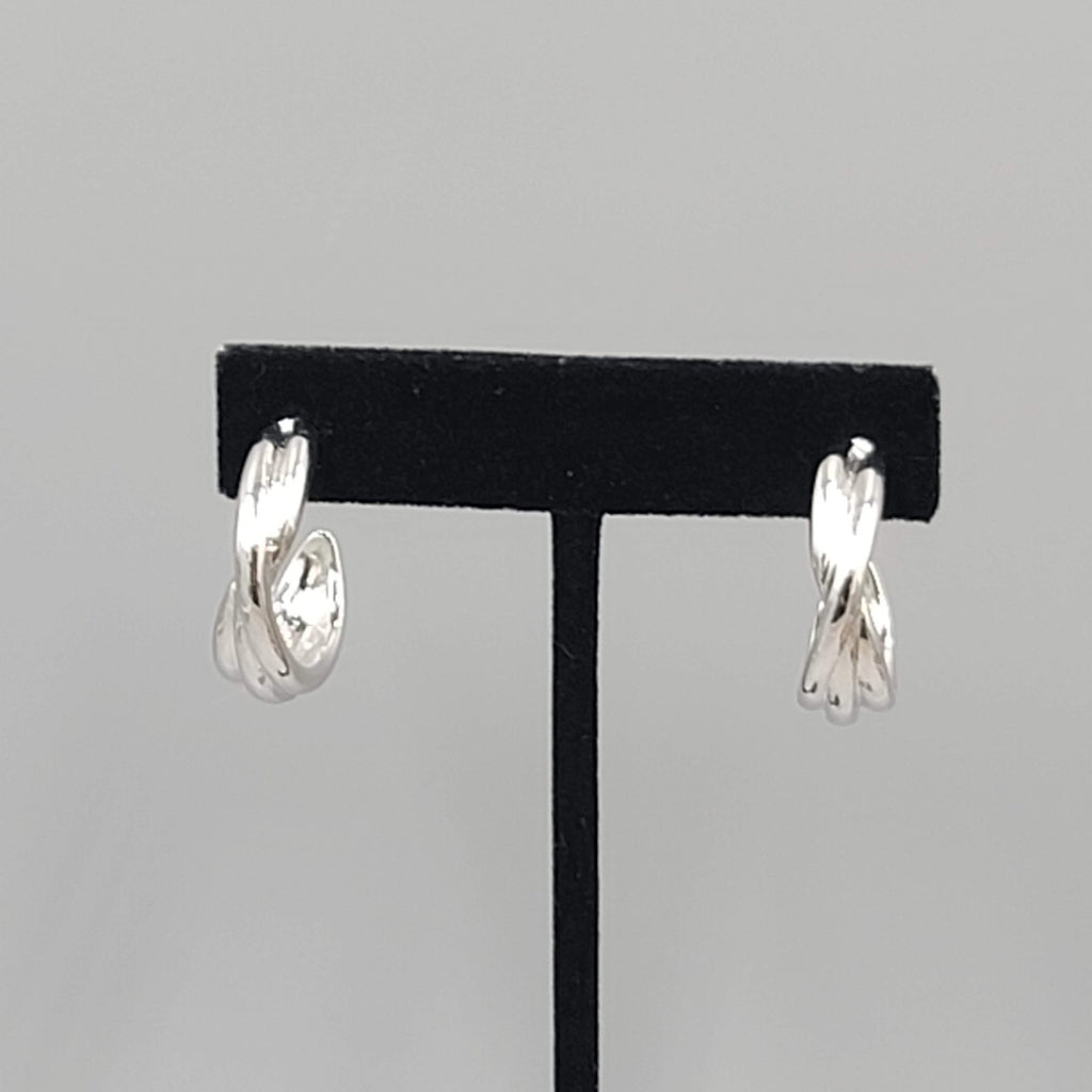 Twist Hoops Pierced Earrings Silver tone Dangle 1"