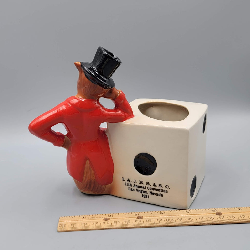 Vintage Jim Beam Fox Swizzle Stick Holder 1981 Dice Ceramic