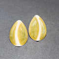 Vintage Pierced Earrings Green White Enamel Drop 1 3/8"