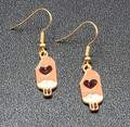 Heart Ice Cream Popsicle Pierced Earrings Pink Enamel Dangle New 3/4"