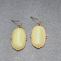 Pierced Earrings Gold tone Acrylic Green Dangle 1.25"