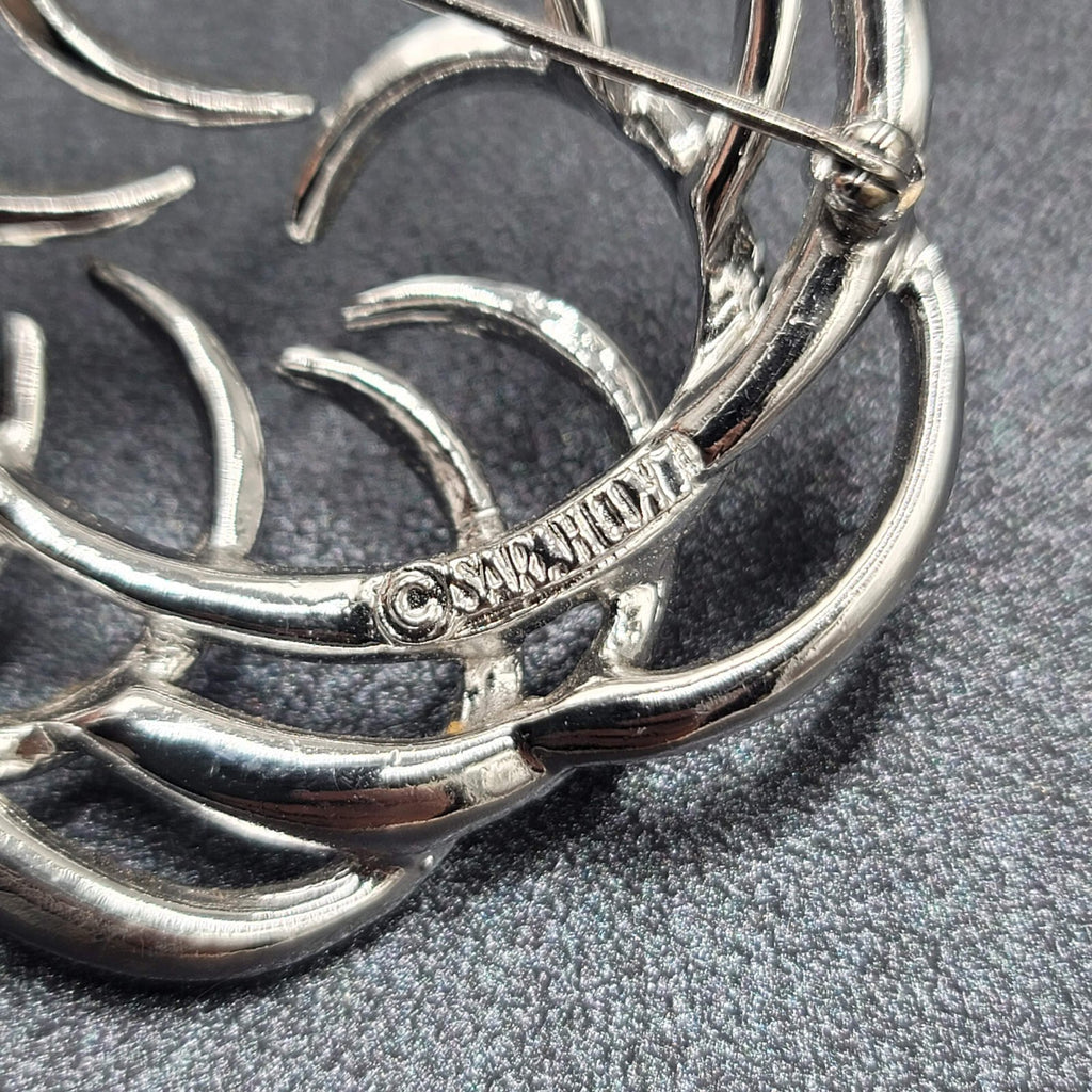 Vintage Sarah Coventry Brooch Silver Tone Circle Fashion Pin MCM 2"
