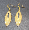 Pierced Earrings Gold tone Rhinestone Dangle 1.5"