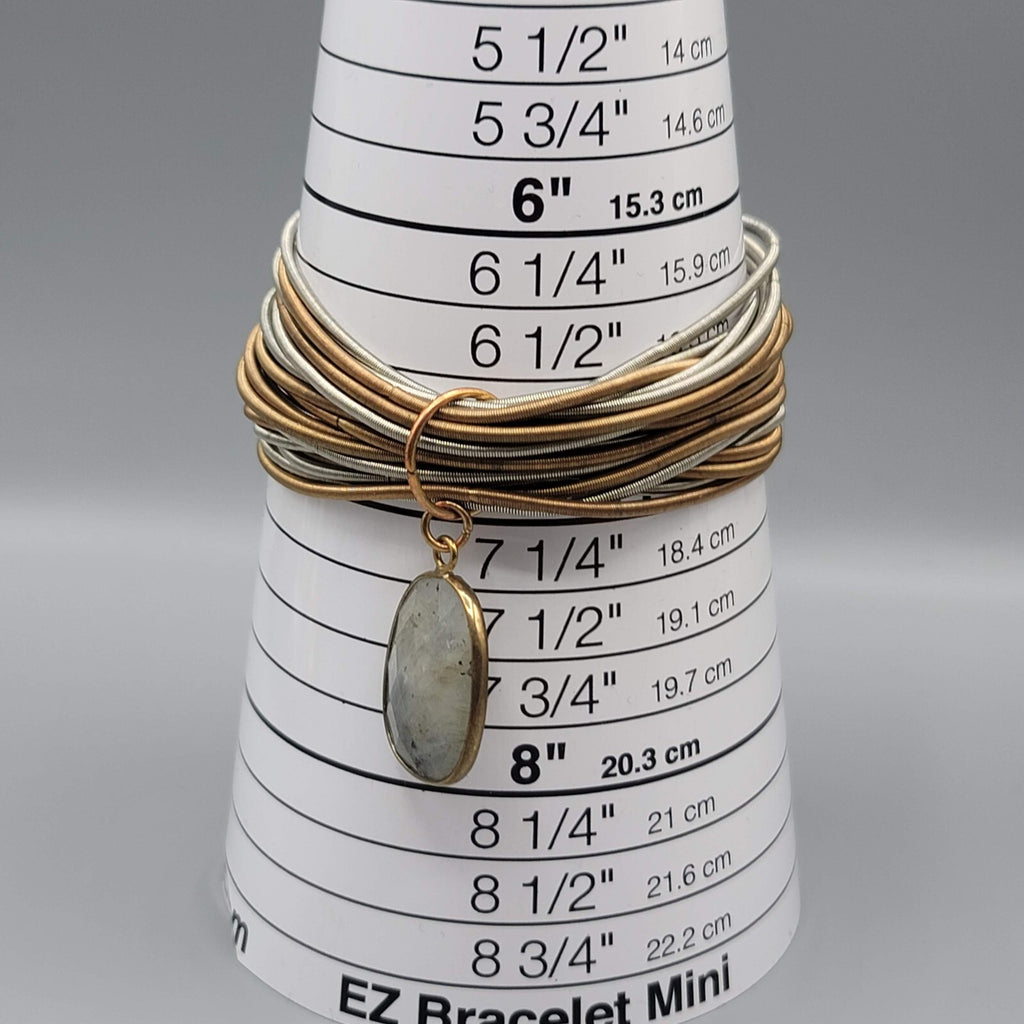 Speckle Stone Bracelet Multi Spring Strand Statement Copper Silver tones 7"