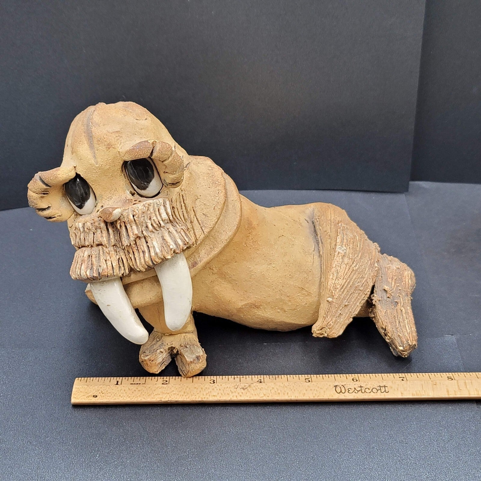 Vintage Max Hindt Clay Pottery Figurine Walrus 1970s Whimsical