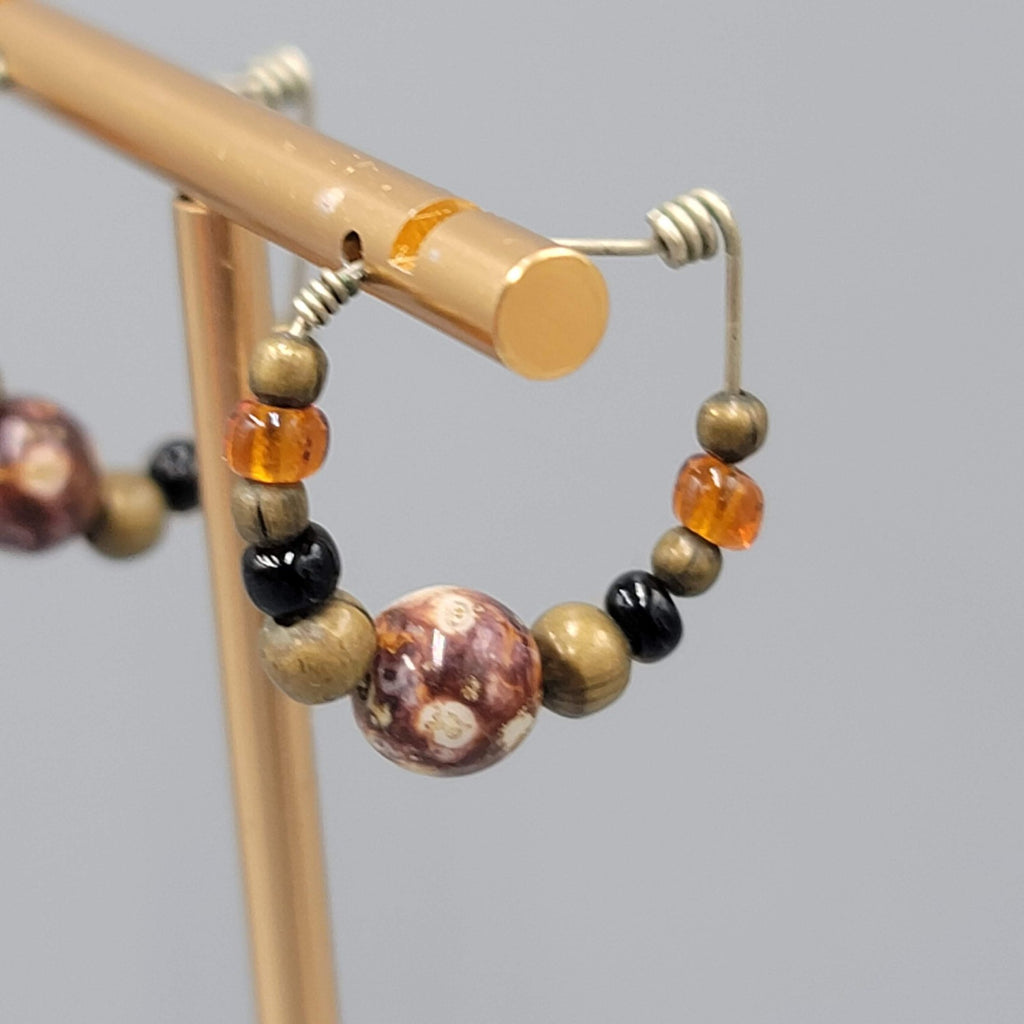 Artisan Clay Beaded Hoops Pierced Earrings 1"