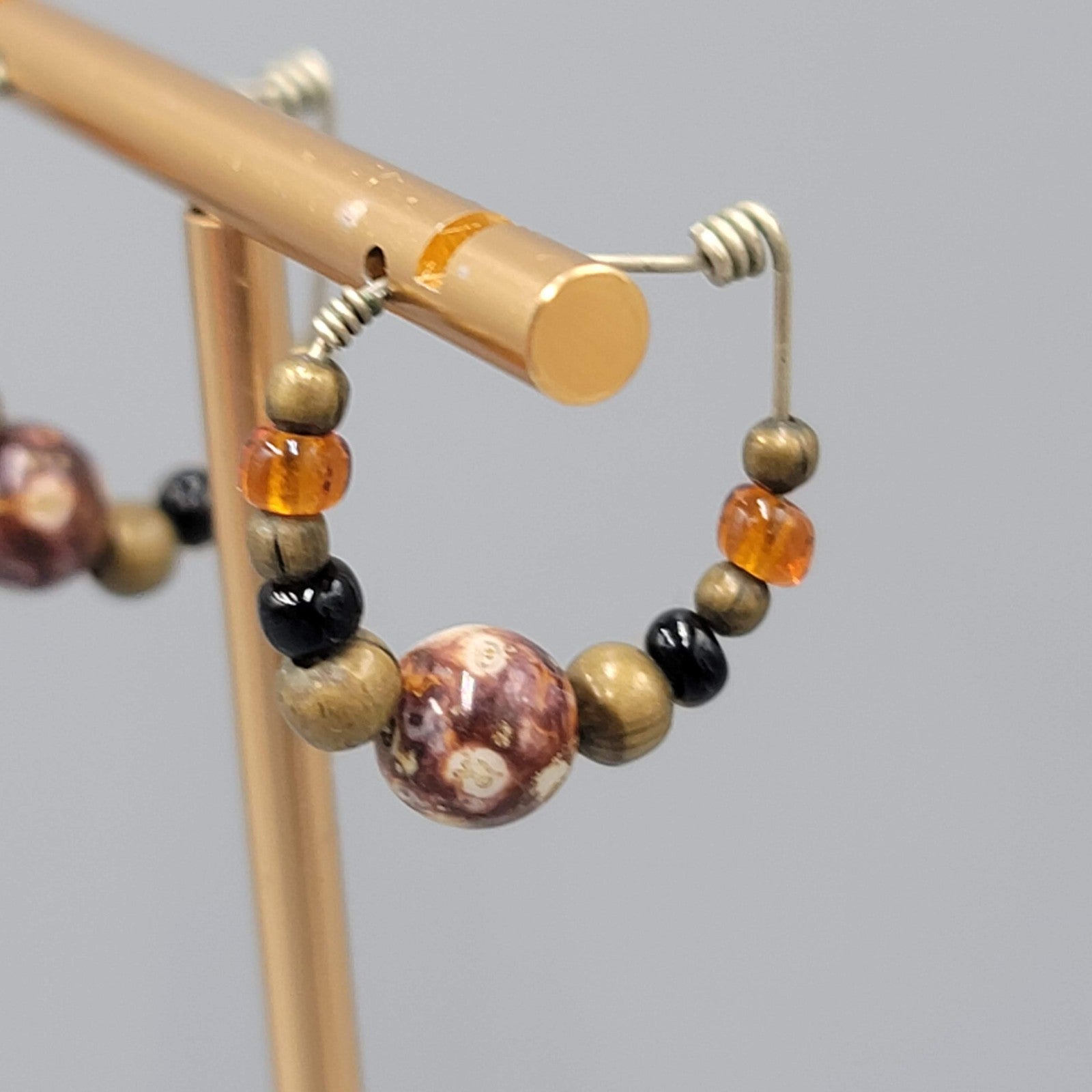 Artisan Clay Beaded Hoops Pierced Earrings 1"