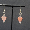 Pierced Earrings Silver tone Pink Mother of Pearl Heart 1"