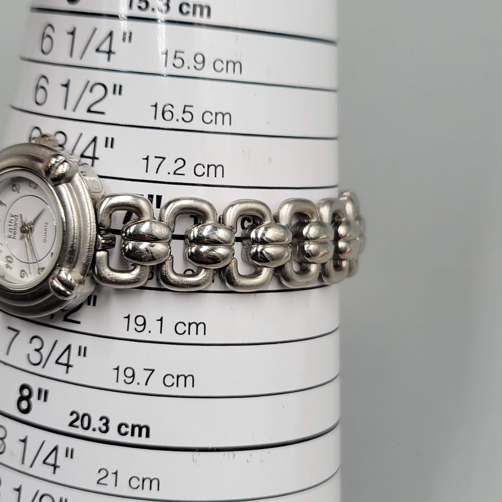 Kathy Ireland Quartz Watch Silver tone Stainless Band Women NEEDS BATTERY!