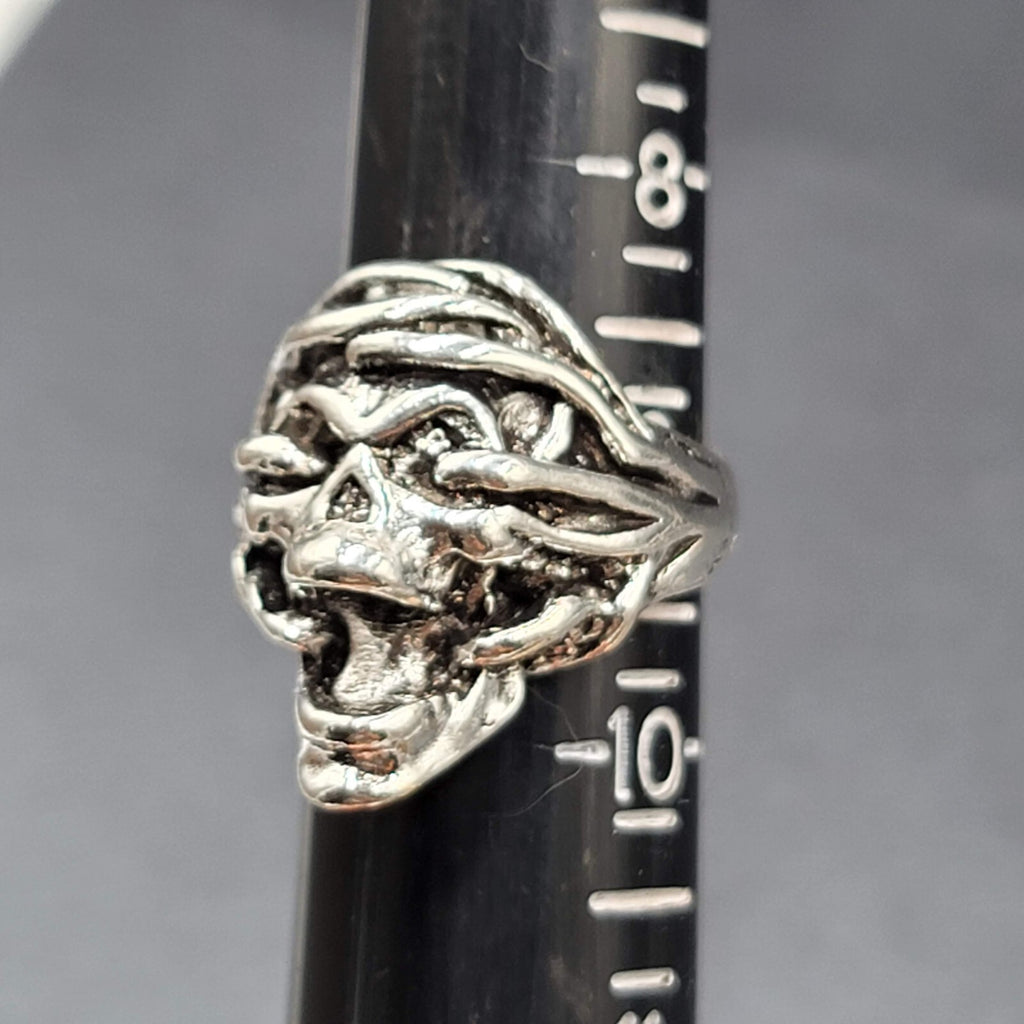Gothic Biker Screaming Skull Ring Stainless Steel Skeleton Punk Rock sz 9 FS