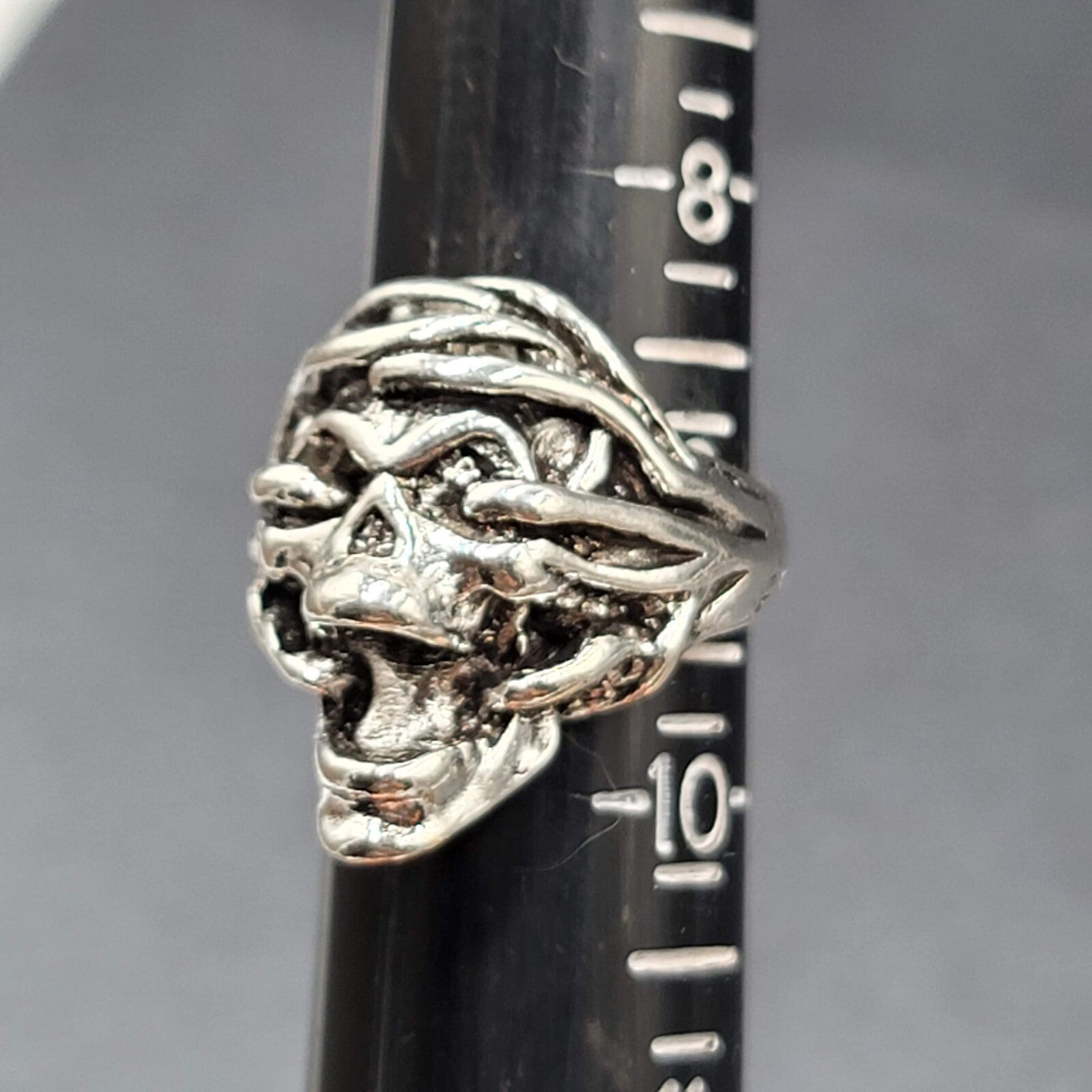 Gothic Biker Screaming Skull Ring Stainless Steel Skeleton Punk Rock sz 9 FS