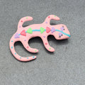 Vintage 90s Lizard Brooch Pink Polymer Clay Figural 2.5"