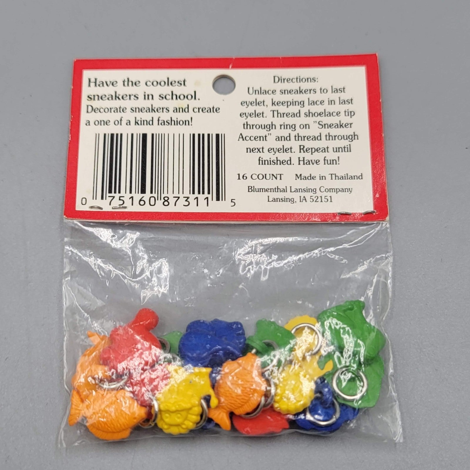 Blumenthal Lansing Sneaker Action Shoelace Charms 16 Count Multicolor #2712