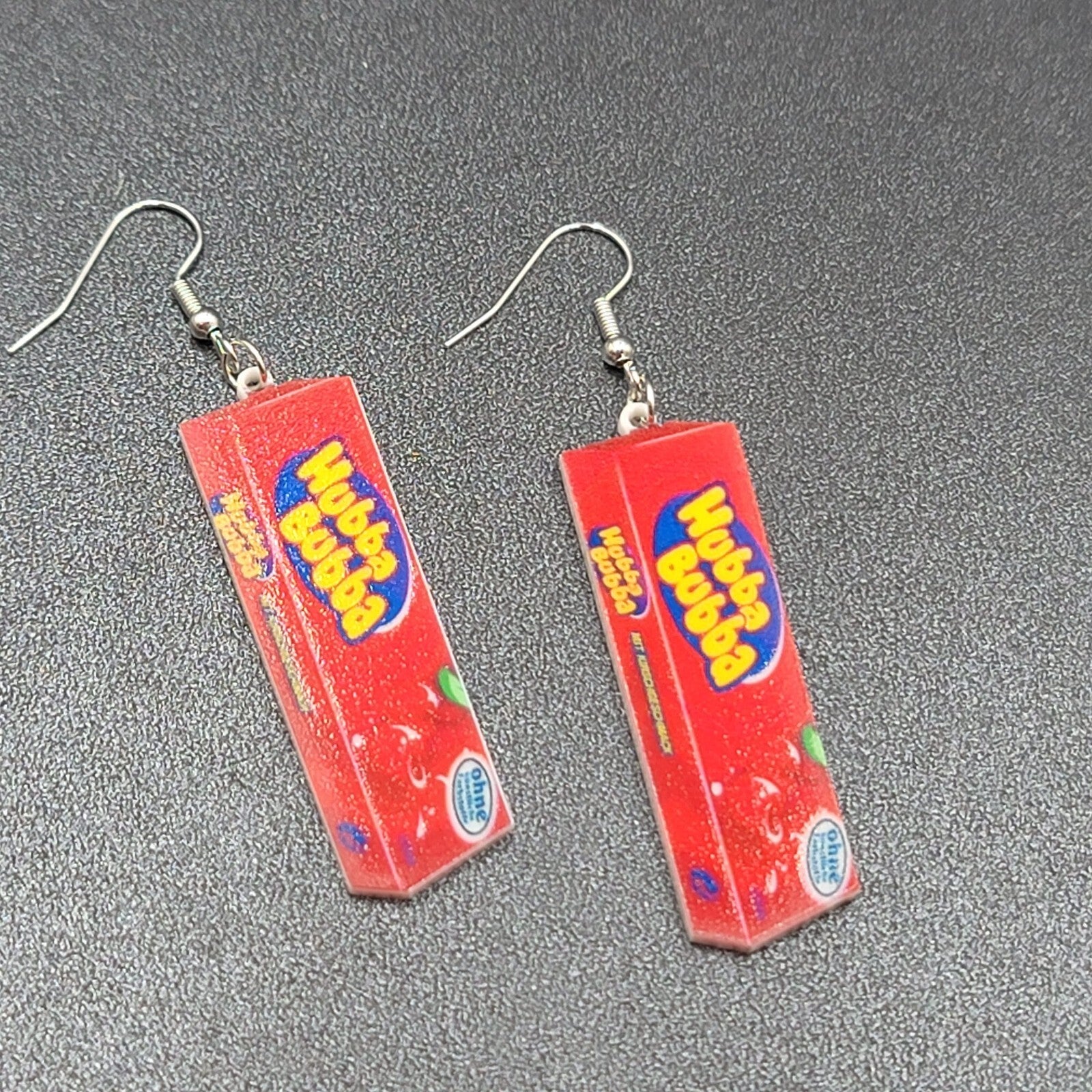 Hubba Bubba Gum Pierced Earrings Fun Novelty Acrylic Dangle  2"
