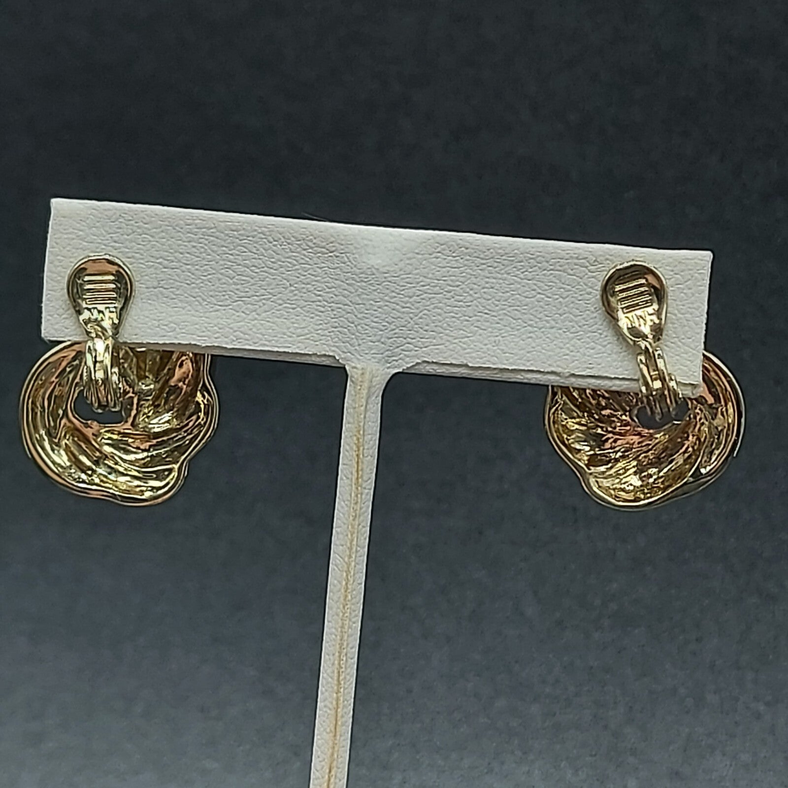 Vintage NWH Clip On Earrings Silver tone Rhinestone 1"